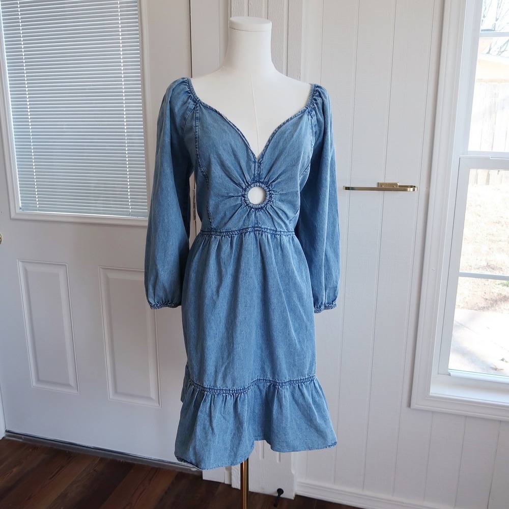 Speed Limit Womens Denim Chambray Dress Size L Western Cowgirl Cottagecore Indie
